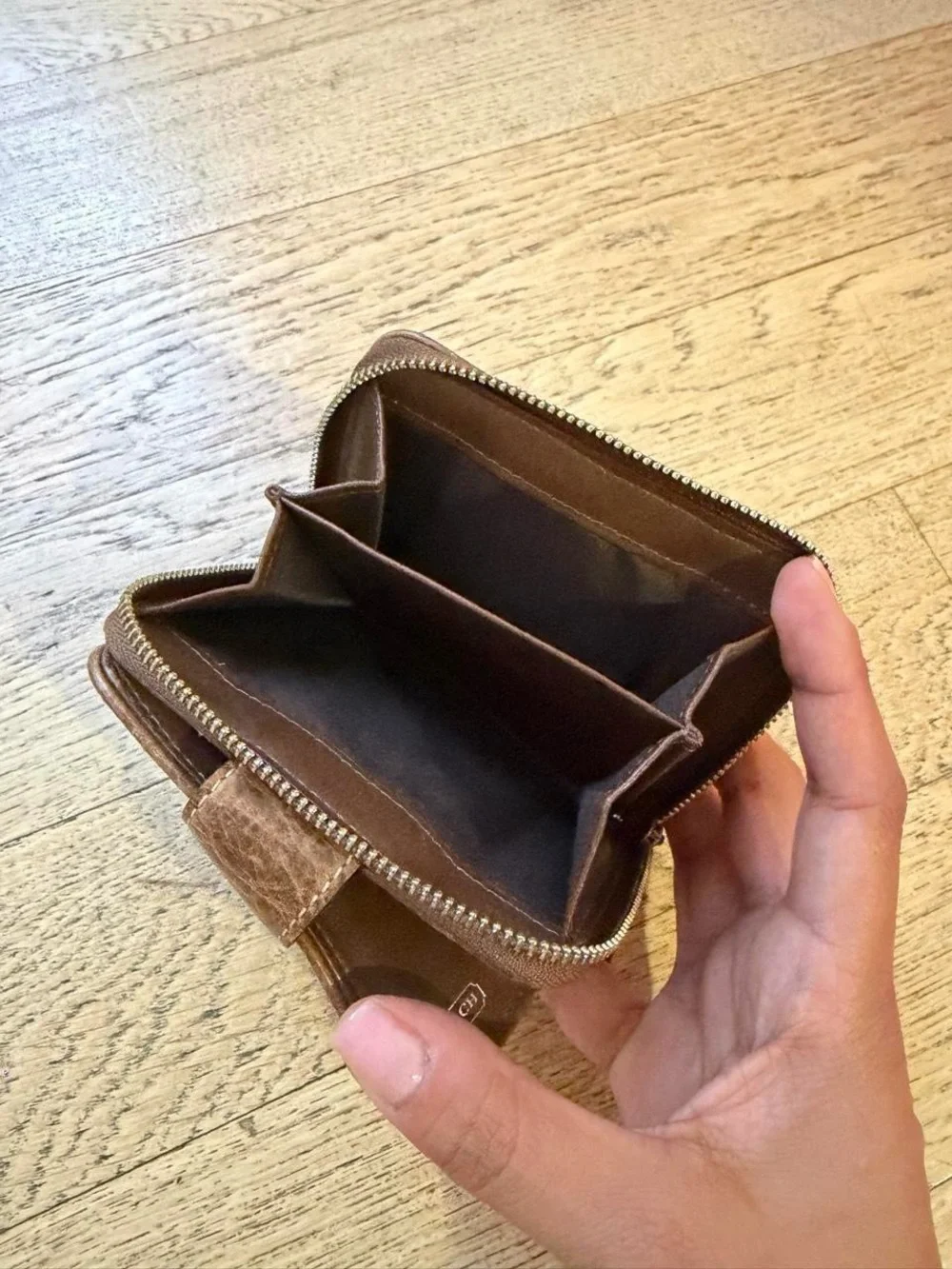 Coach Brown Signature Canvas Small Zip Wallet